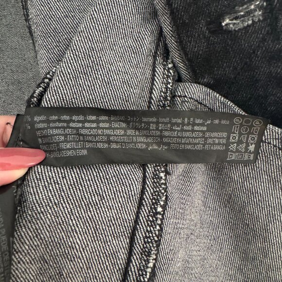 Zara Black Denim Jean Jacket Size Medium - Picture 3 of 5